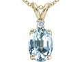 Tommaso Design Oval 8x6 mm Genuine Aquamarine Pendant Necklace