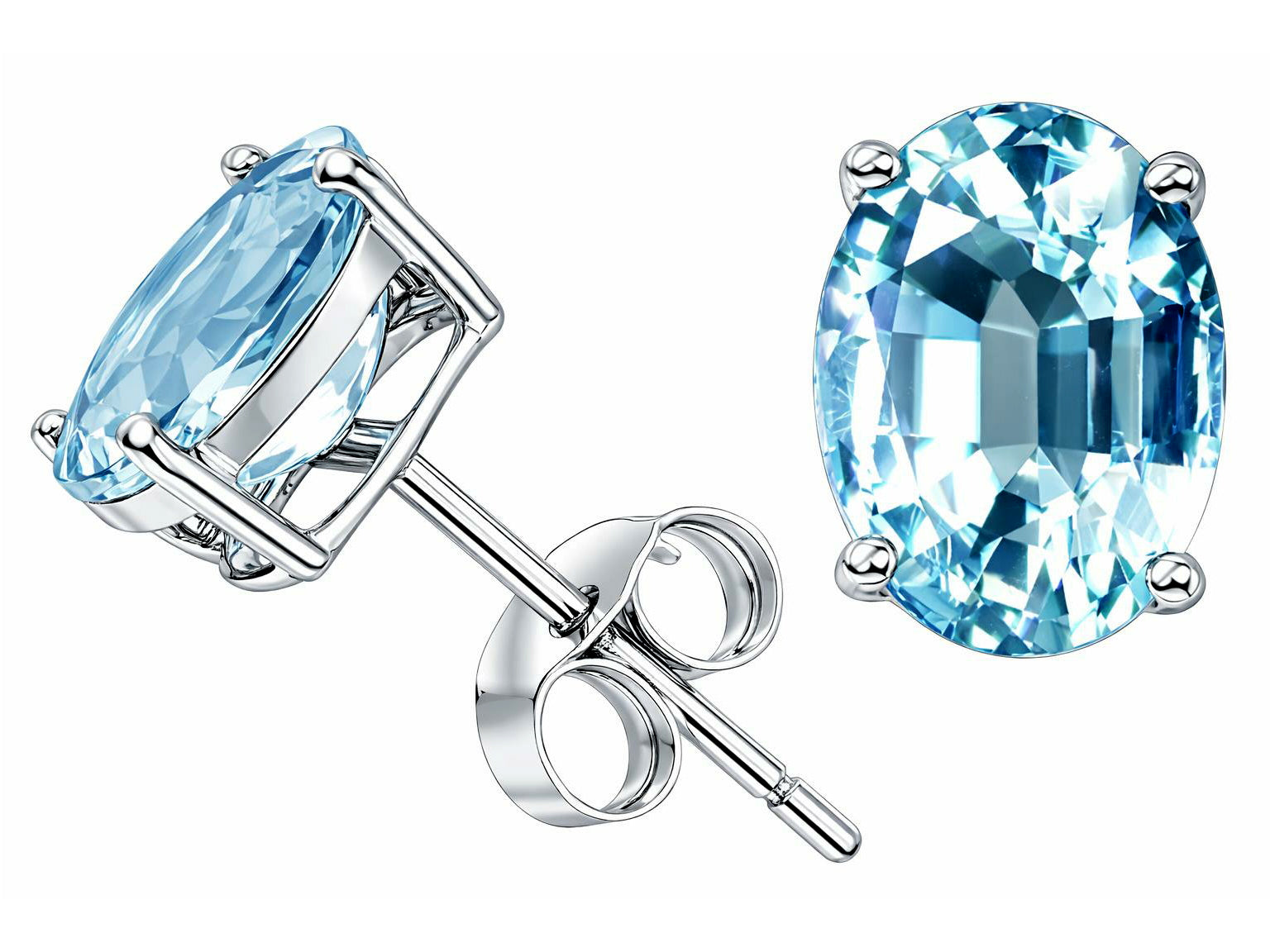 Star K Oval 8x6mm Genuine Aquamarine Earrings Studs
