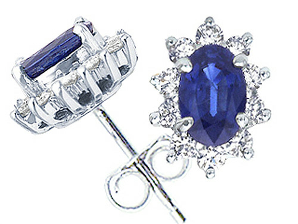 Tommaso Design Oval 6x4 mm Genuine Sapphire Earrings