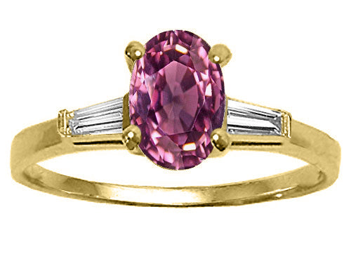 Tommaso Design Oval 7x5 mm Genuine Pink Tourmaline Engagement Ring