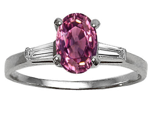 Tommaso Design Oval 7x5 mm Genuine Pink Tourmaline Engagement Ring