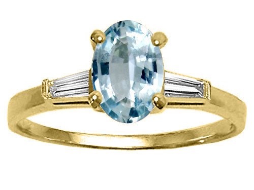 Tommaso Design Genuine Aquamarine Engagement Ring