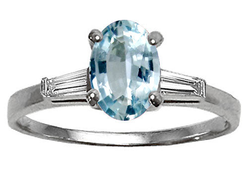 Tommaso Design Genuine Aquamarine Engagement Ring