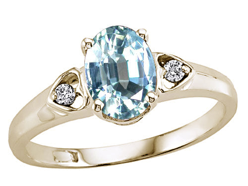 Tommaso Design Genuine Aquamarine Ring