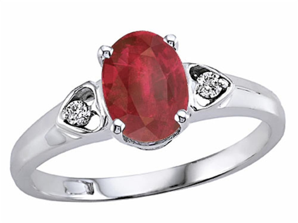 Tommaso Design Oval 7x5mm Genuine Ruby and Diamond Ring