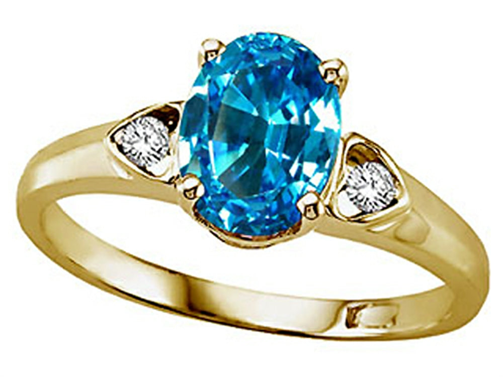 Tommaso Design Oval 8x6mm Genuine Blue Topaz Ring