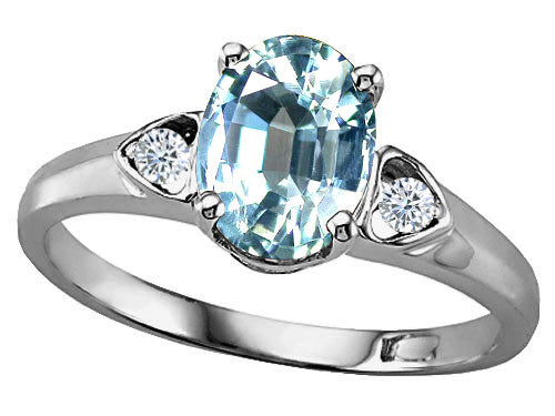 Tommaso Design Oval 8x6mm Genuine Aquamarine Ring