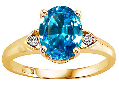 Tommaso Design Oval 9x7 mm Genuine Blue Topaz Ring
