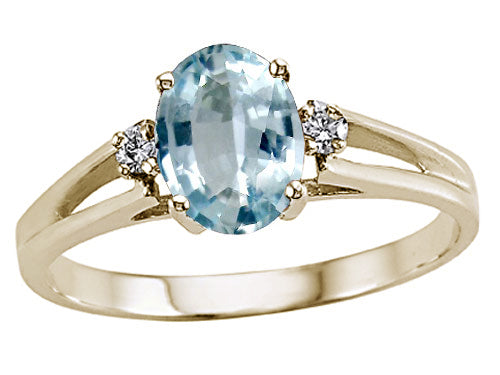 Tommaso Design Genuine Aquamarine Ring