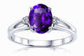 Tommaso Design Oval Genuine Amethyst Ring