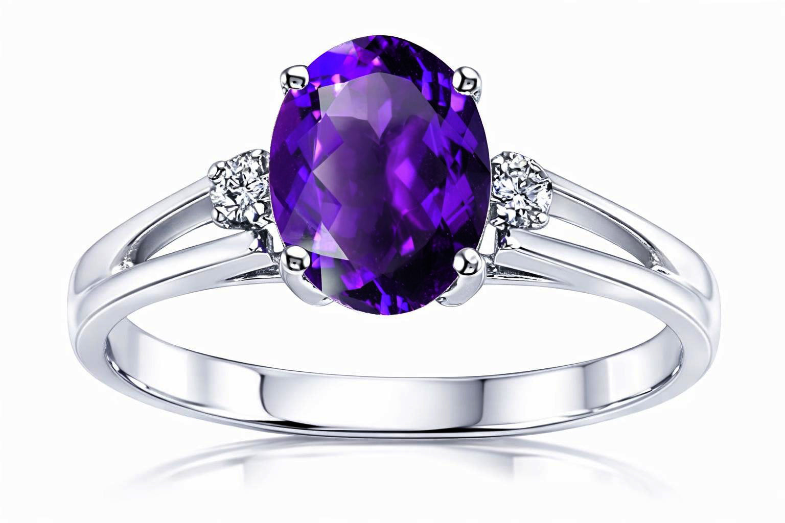 Tommaso Design Oval Genuine Amethyst Ring