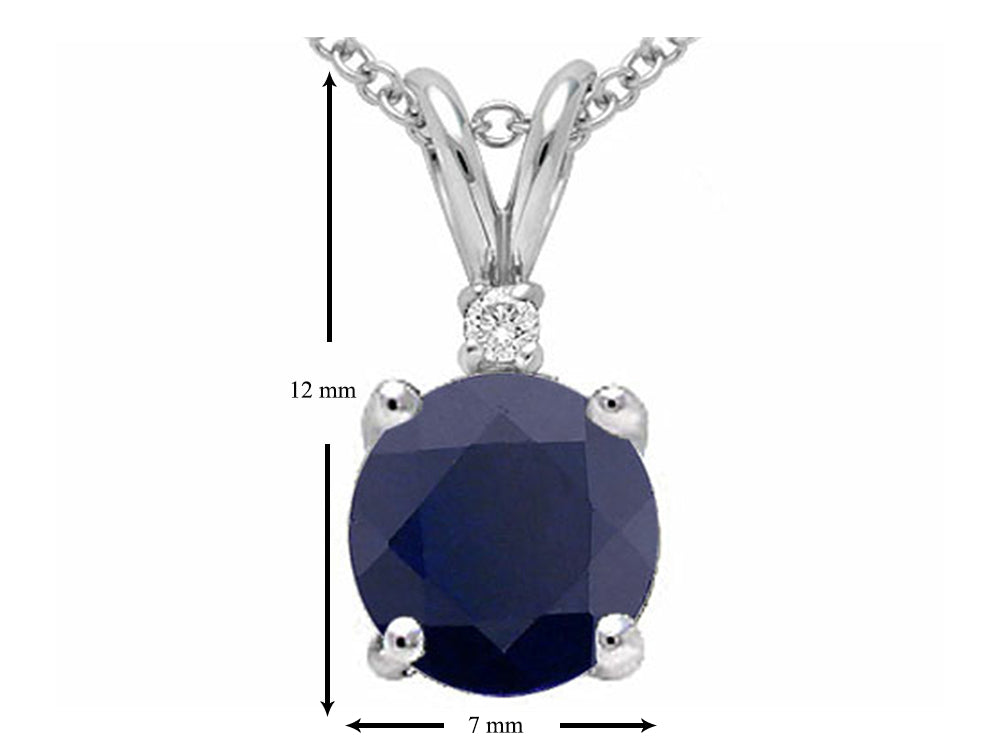 Star K Round 7mm Genuine Black Sapphire Pendant Necklace
