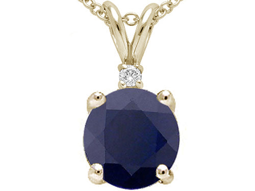 Tommaso Design™ Genuine Round Sapphire Pendant Necklace