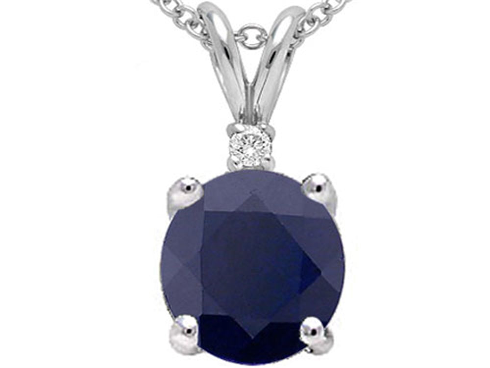 Tommaso Design Genuine Round Sapphire Pendant Necklace
