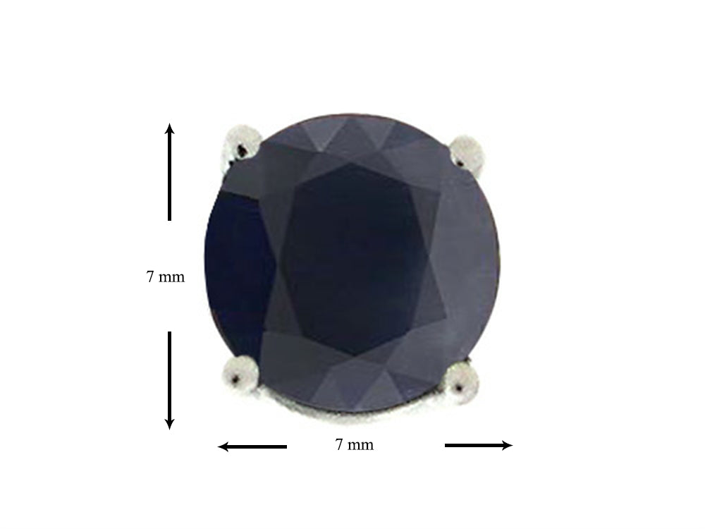 Tommaso Design 7mm Round Black Sapphire Earrings Studs