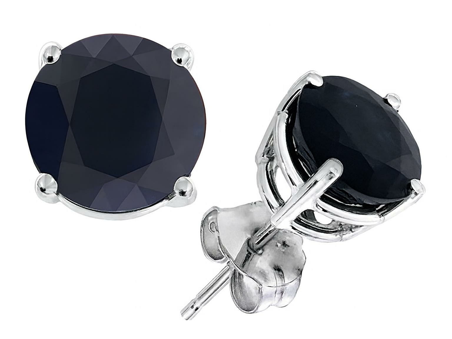Star K 7mm Round Black Sapphire Earrings Studs