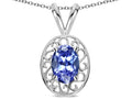 Star K  Vintage Style Filigree Oval 6x4mm Genuine Tanzanite Pendant Necklace