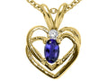 Tommaso Design Oval 6x4mm Genuine Iolite Heart Pendant Necklace