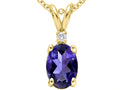 Tommaso Design Oval 7x5 mm Genuine Iolite  Pendant Necklace