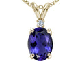 Tommaso Design Oval 8x6 mm Genuine Iolite Pendant Necklace