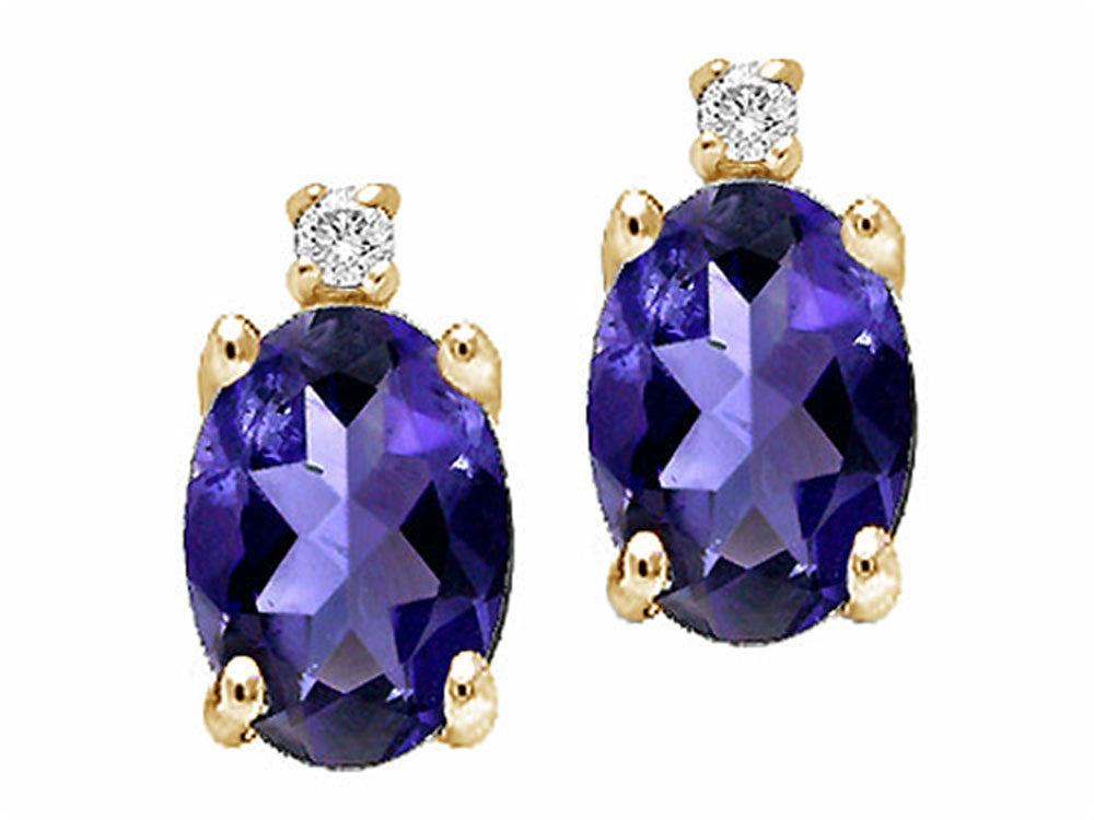 Tommaso Design Oval 8x6 mm Genuine Iolite Earrings