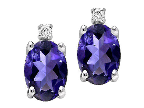 Tommaso Design Oval 8x6 mm Genuine Iolite Earrings