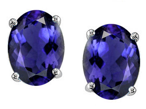Tommaso Design Oval 8x6 mm Genuine Iolite Earrings Studs