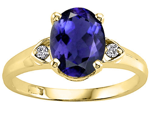 Tommaso Design Oval 9x7mm Genuine Iolite Ring