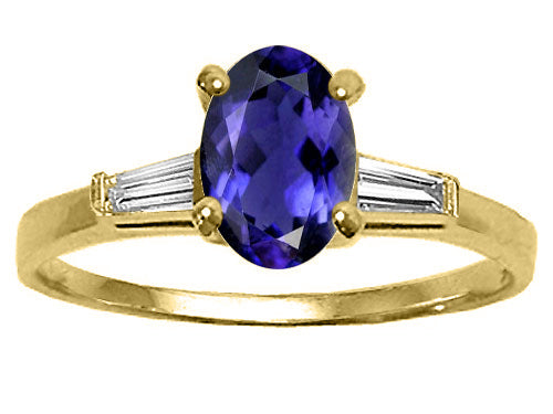 Tommaso Design Oval 7x5mm Genuine Iolite Engagement Ring