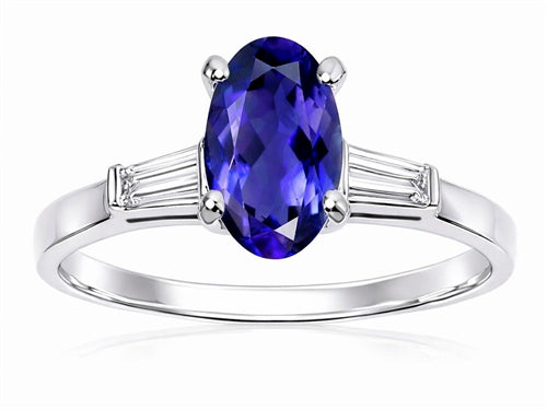Tommaso Design Oval 7x5mm Genuine Iolite Engagement Ring