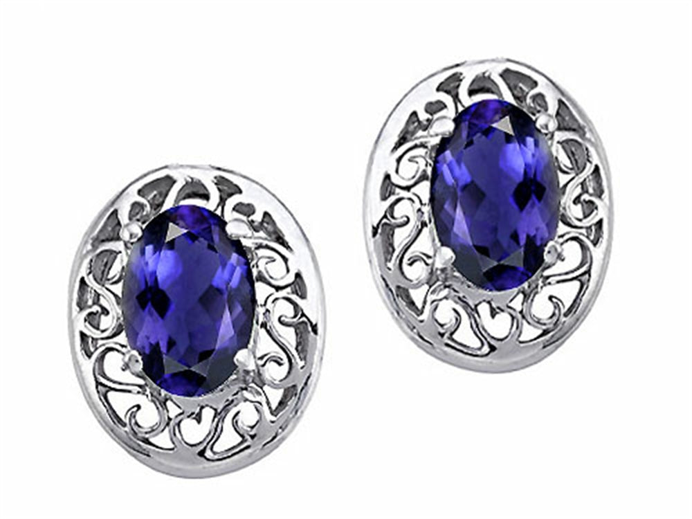 Tommaso Design Oval 6x4 mm Genuine Iolite Earrings