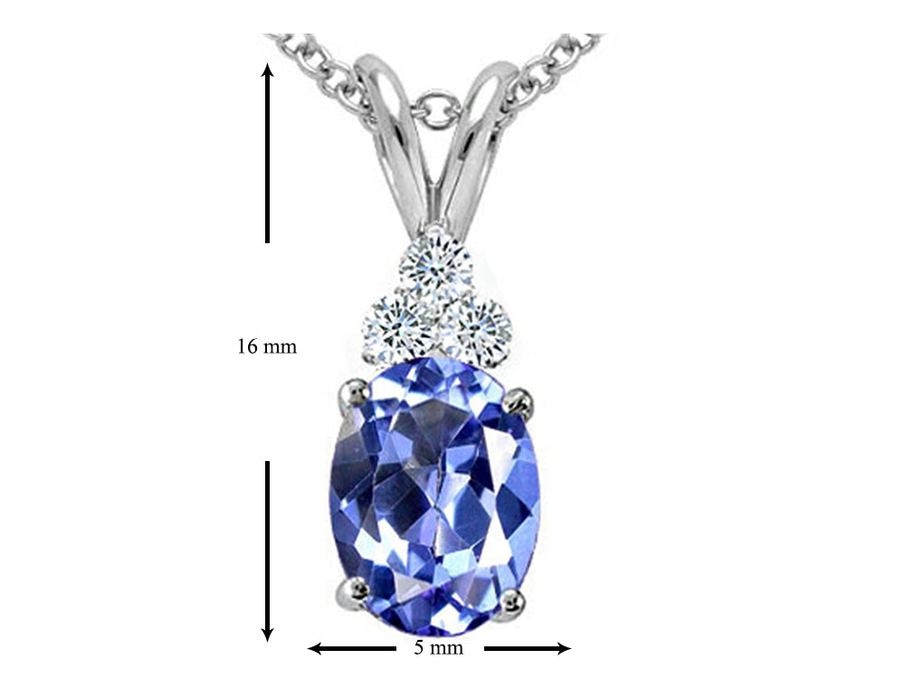 Tommaso Design Oval Genuine Tanzanite and Diamond Pendant Necklace