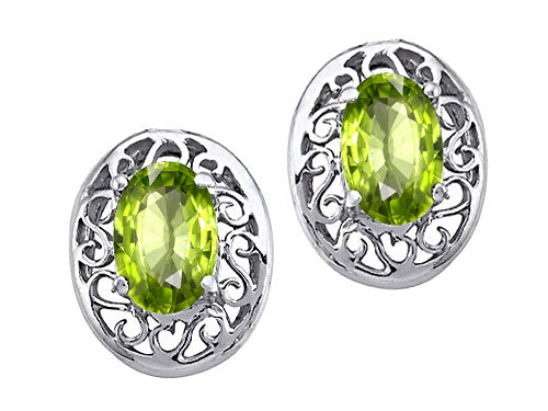 Tommaso Design Oval 6x4 mm Genuine Peridot Earrings
