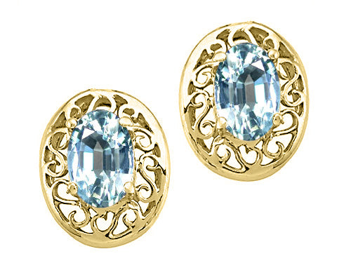 Tommaso Design Oval 6x4 mm Genuine Aquamarine Earrings