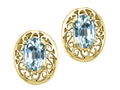 Tommaso Design Oval 6x4 mm Genuine Aquamarine Earrings