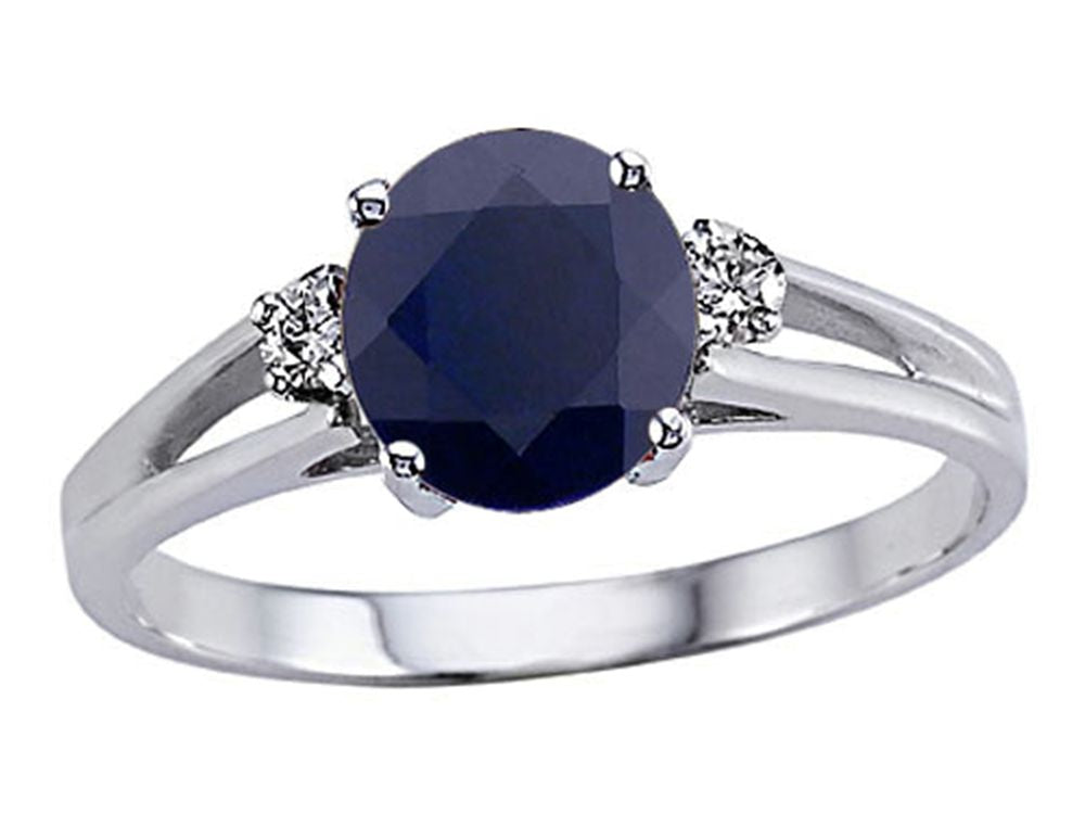 Tommaso Design Genuine Sapphire Round 7mm Ring