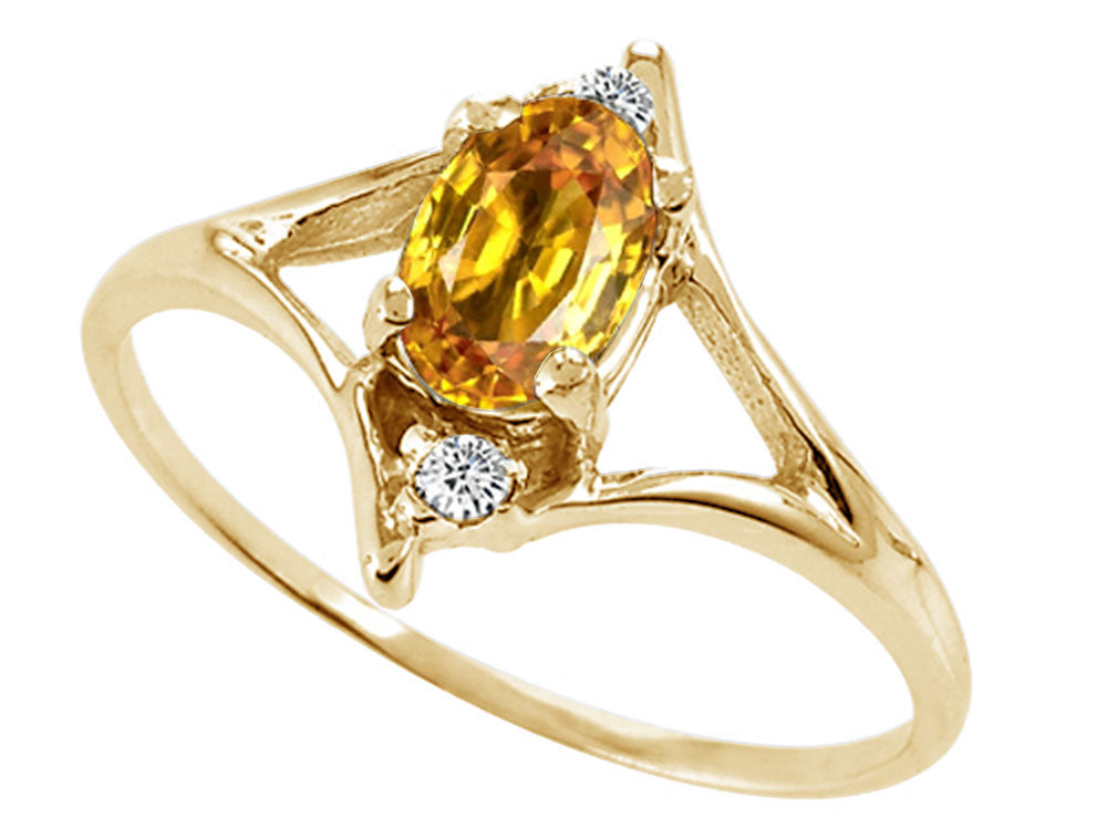 Tommaso Design Oval 6x4 mm Genuine Citrine Ring