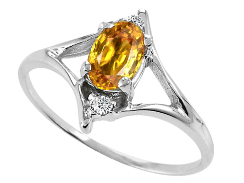 Tommaso Design Oval 6x4 mm Genuine Citrine Ring
