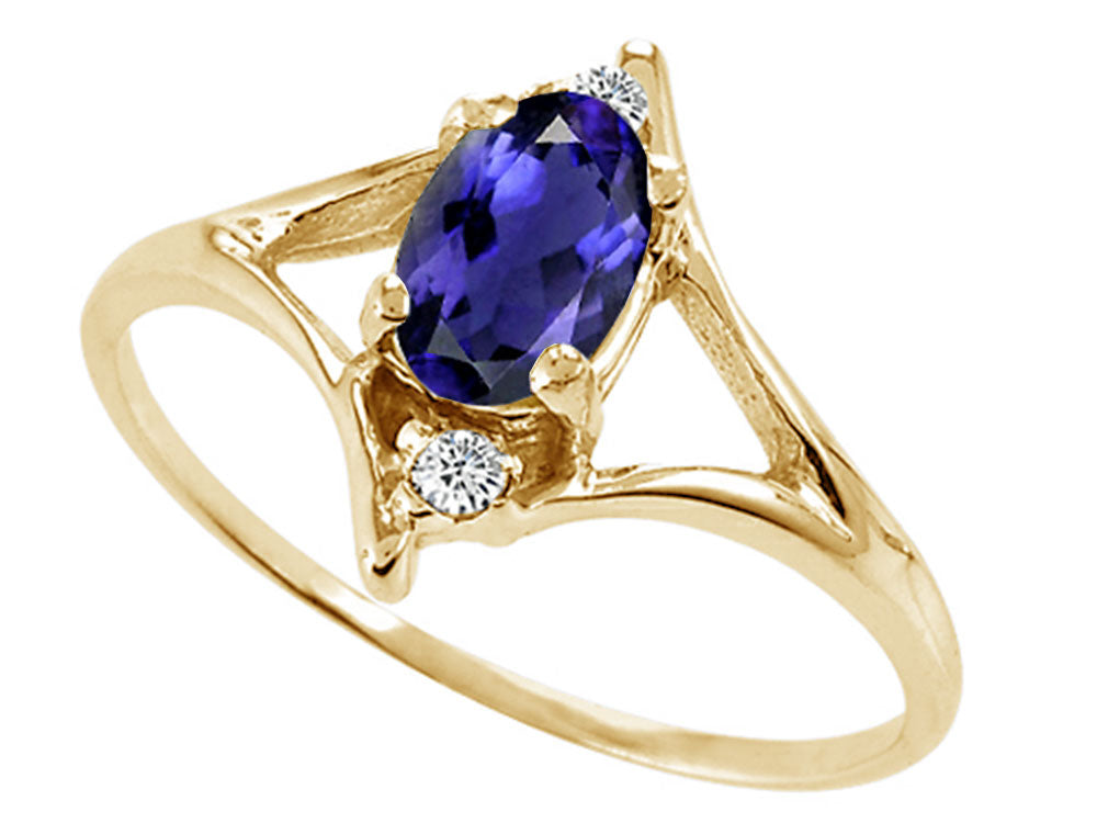 Tommaso Design Oval 6x4 mm Genuine Iolite Ring