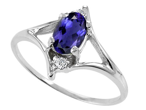 Tommaso Design Oval 6x4 mm Genuine Iolite Ring