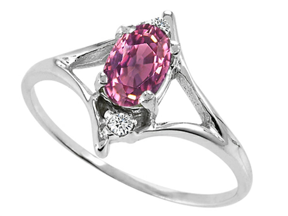 Tommaso Design Oval 6x4 mm Genuine Pink Tourmaline Ring