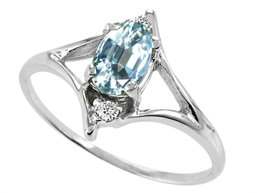 Tommaso Design Genuine Aquamarine Ring