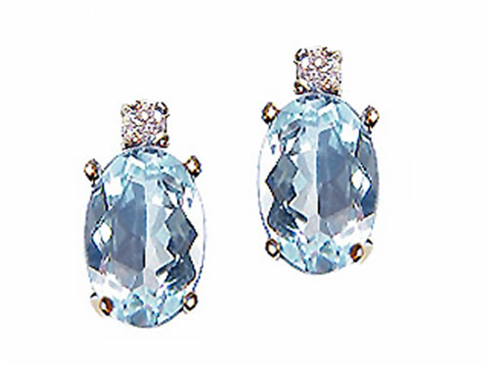 Tommaso Design Oval 7x5 mm Genuine Aquamarine Earrings