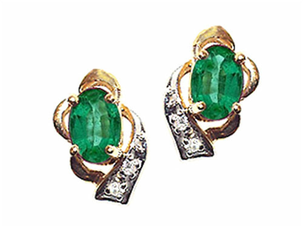 Tommaso Design Oval 6x4 mm Genuine Emerald Earrings