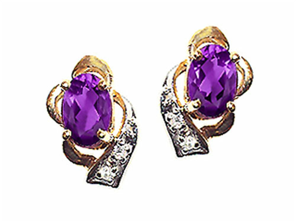 Tommaso Design Oval 6x4 mm Genuine Amethyst Earrings