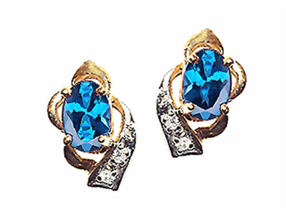 Tommaso Design Oval 6x4 mm Genuine Blue Topaz Earrings