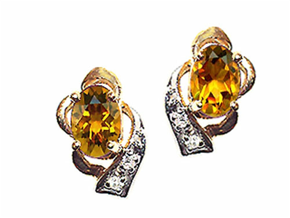 Tommaso Design Oval 6x4 mm Genuine Citrine Earrings