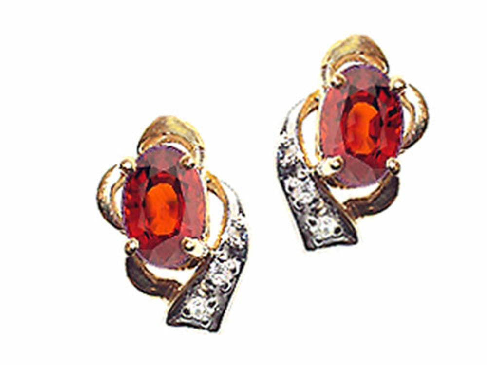 Tommaso Design Oval 6x4 mm Genuine Garnet Earrings