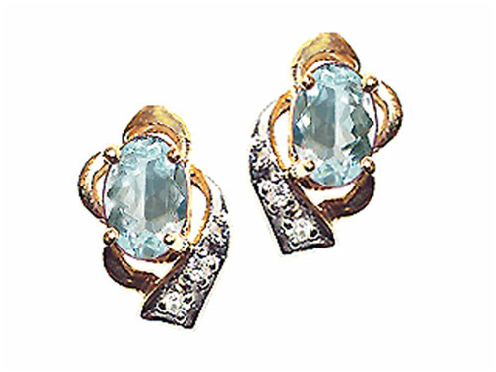 Tommaso Design Oval 6x4 mm Genuine Aquamarine Earrings