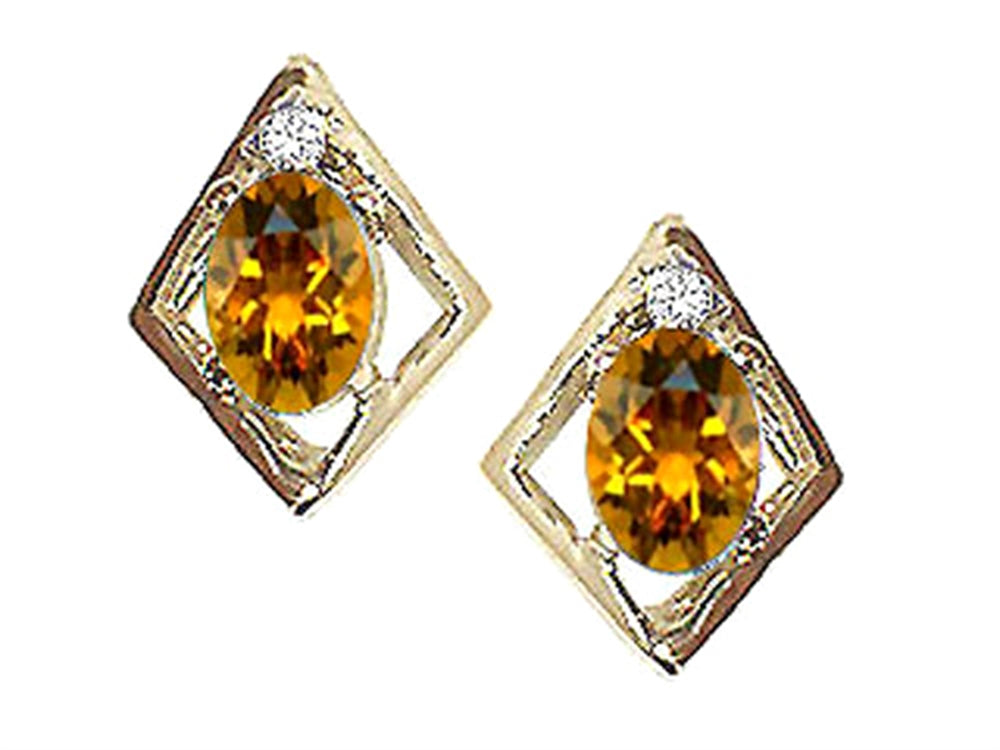 Tommaso Design Oval 6x4mm Genuine Citrine Earrings